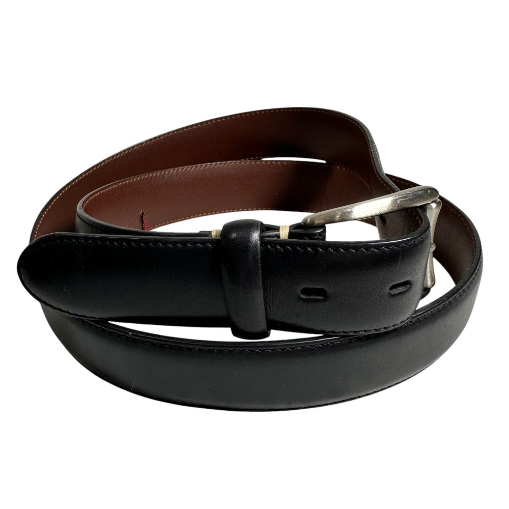 Genuine COLE HAAN Black Leather Silver Buckle Men's Belt 100/40 Large